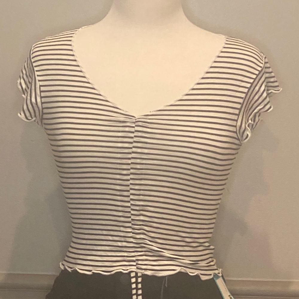 Antistar Classic Black and White Striped Crop Top Size S